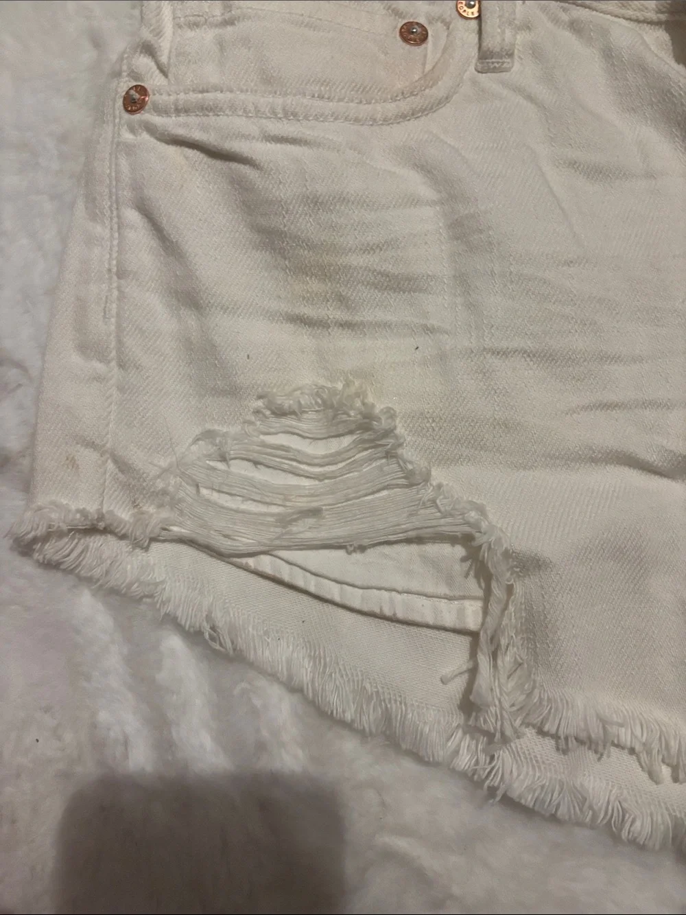 We The Free White Distressed Denim Cutoff Shorts